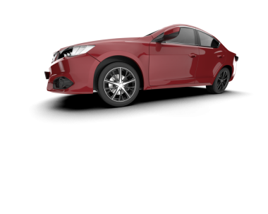 Beyaz arka plan üzerinde izole kırmızı modern otomobil.