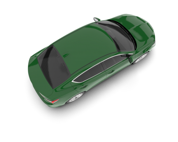 Beyaz arkaplanda yeşil bir araba.