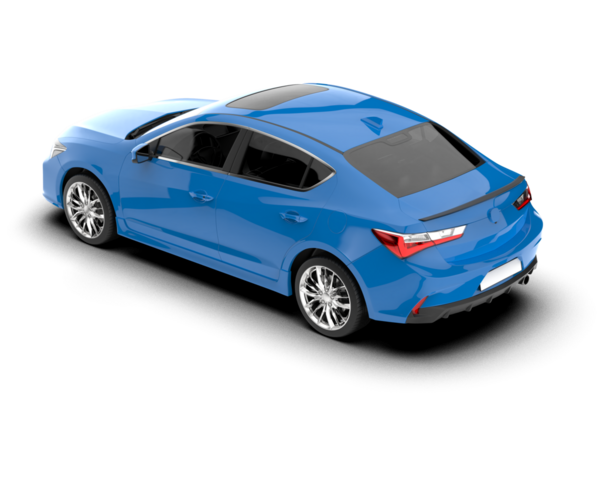 Mavi araba, beyaz arka planda izole edilmiş modern araba, vektör. Ön manzara. 3d oluşturma