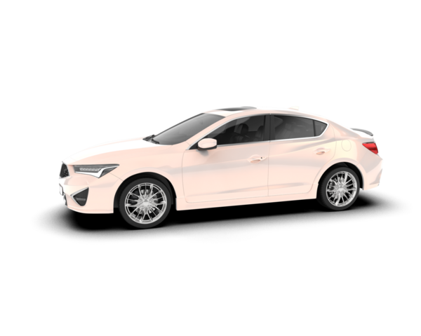 Beyaz arka planda beyaz bir araba. yan görünüm