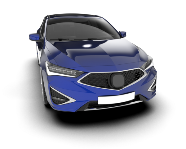 Beyaz yüzeyde modern bir araba. Ön manzara. 3d oluşturma