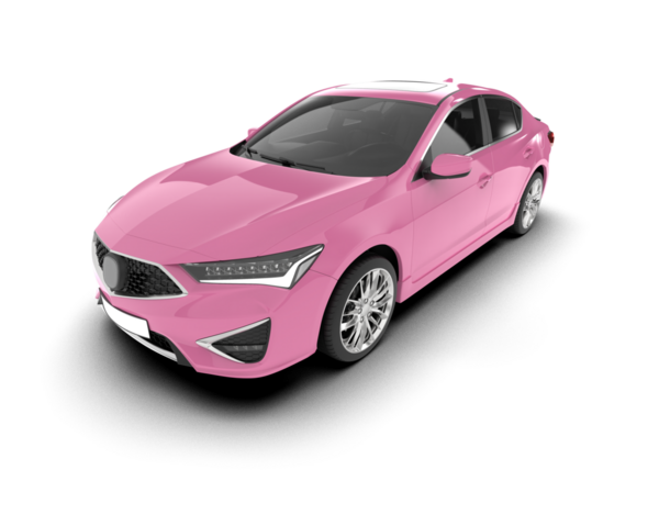 Kurdeleli pembe araba. vektör illüstrasyonu