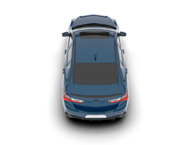 mavi araba beyaz arkaplanda izole edildi. 3 boyutlu görüntüleme