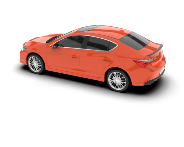 Arka planda kırmızı sedan araba izole edildi.