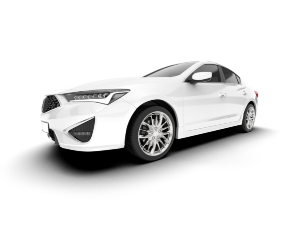 Beyaz arka planı olan modern bir araba. 3d illüstrasyon