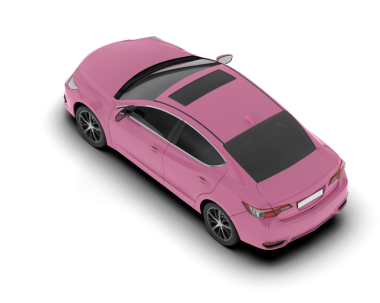 Beyaz arka planda izole edilmiş pembe spor araba..