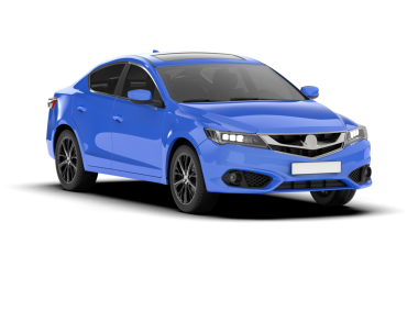 Mavi araba sedan beyaz üzerinde izole