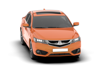 Beyaz arka planda gerçekçi turuncu araba