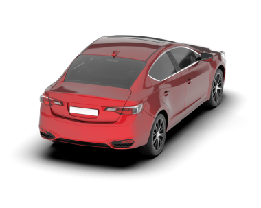 Kırmızı araba beyaz arka planda izole edilmiş. 3d illüstrasyon