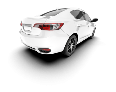 Beyaz arka planda izole edilmiş kırmızı ışık ile beyaz modern araba