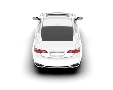 Beyaz arka planda siyah çizgili beyaz araba. 3d gerçekçi vektör illüstrasyonu.