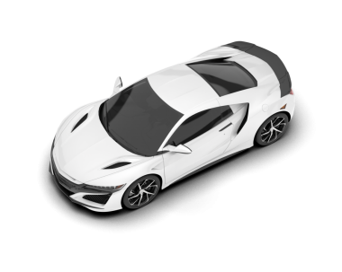 Araba beyaz arka planda izole edilmiş. 3d görüntüleme - üst görünüm