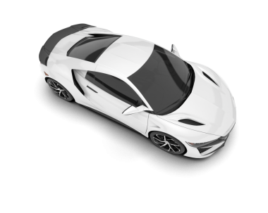 Beyaz arka planı olan modern bir araba. 3d oluşturma