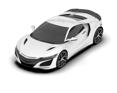 Siyah arka görüşlü gerçekçi beyaz bir araba. vektör.