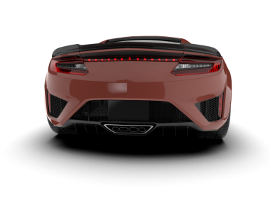 Kırmızı bir spor arabanın 3 boyutlu çizimi