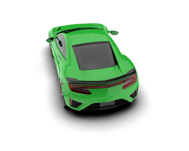 Siyah üzerine izole edilmiş yeşil bir spor arabanın 3 boyutlu resmi