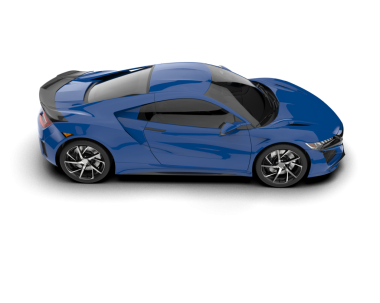 Mavi modern araba. Beyaz arkaplanda 3 boyutlu görüntüleme