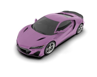 Beyaz arkaplanda mor bir arabanın 3 boyutlu canlandırması