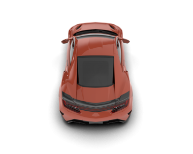 Kırmızı lüks araba siyah arka planda izole edildi. Kırpma yolu yok ve gölge yok. 3D görüntüleme.