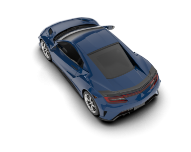 3 boyutlu mavi bir araba. Siyah arkaplanda izole.