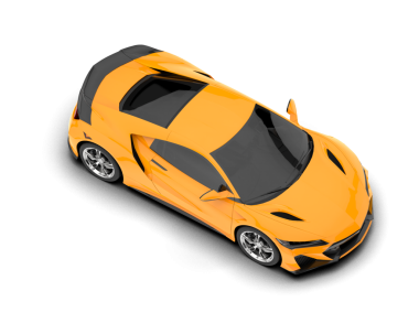 Modern araba arka planda izole edilmiş. 3D görüntüleme - illüstrasyon