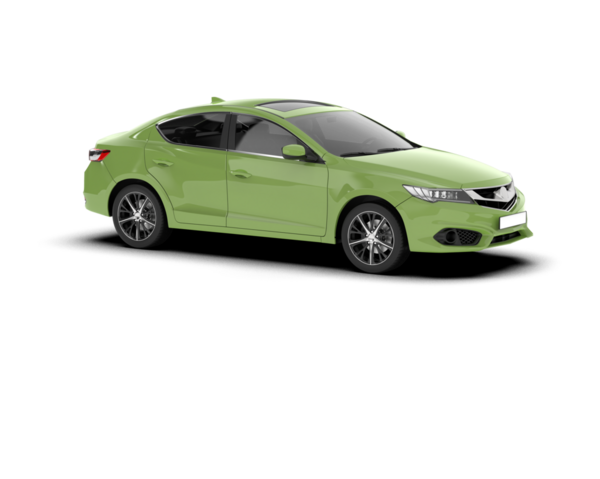 Beyaz arka planda gölgeli modern yeşil araba. 3 Boyutlu Hazırlama