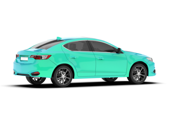 Stüdyo ortamında 3 boyutlu markasız bir sedan araba..