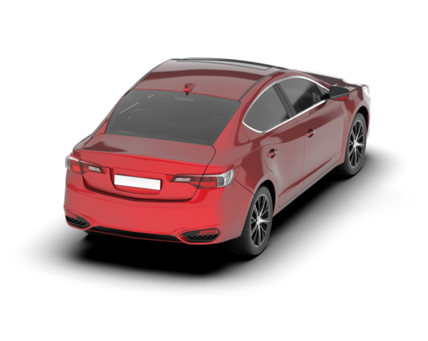 Kırmızı araba beyaz arka planda izole edilmiş. 3d illüstrasyon