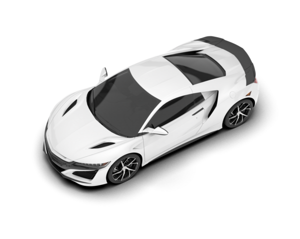 Araba beyaz arka planda izole edilmiş. 3d görüntüleme - üst görünüm