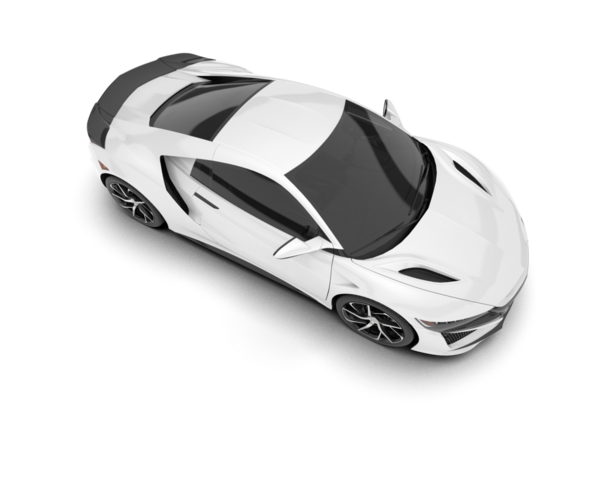 Beyaz arka planı olan modern bir araba. 3d oluşturma
