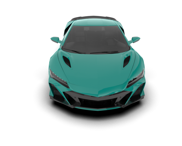 Arka planda izole edilmiş gerçekçi bir araba. 3D görüntüleme - illüstrasyon.