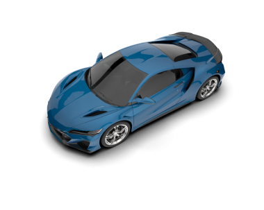 gerçekçi 3D mavi araba çizimi