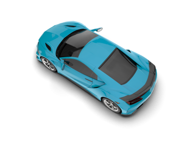 Modern mavi araba beyaz arka planda 3 boyutlu resimde izole edilmiş. 3d oluşturma