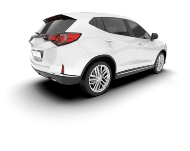 Boş afişi olan bir araba. 3d illüstrasyon