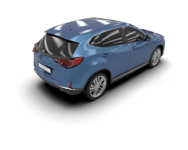 Gri arka planda mavi araba.