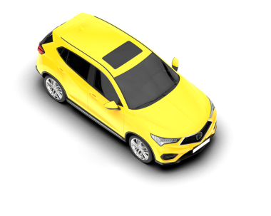 Modern sarı araba beyaz zemin üzerinde izole edilmiş 3 boyutlu resimleme