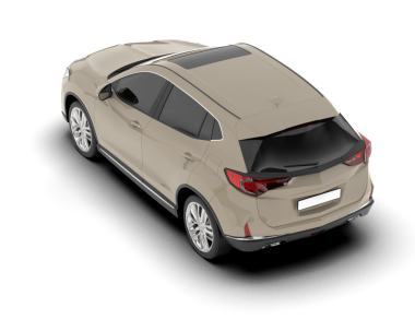 Modern araba arka planda izole edilmiş. 3D görüntüleme - illüstrasyon