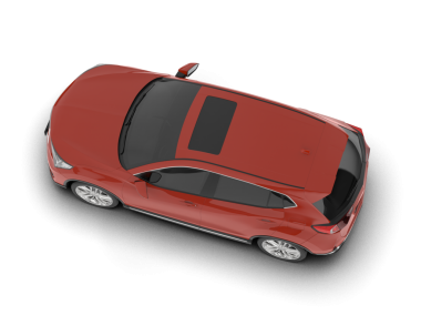 Beyaz arka planda kırmızı araba, 3 boyutlu görüntüleme