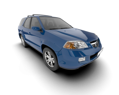 beyaz arkaplanda modern mavi araba