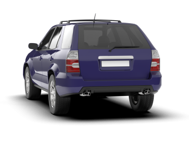 Beyaz zemin üzerinde izole edilmiş bir arabanın 3 boyutlu görüntüsü