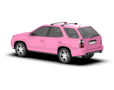 Beyaz arka planda daha az genel pembe bir pikap aracının 3 boyutlu canlandırması