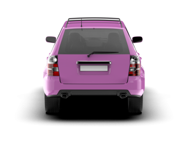 Pembe araba beyaz arka planda izole edildi - 3 boyutlu illüstrasyon