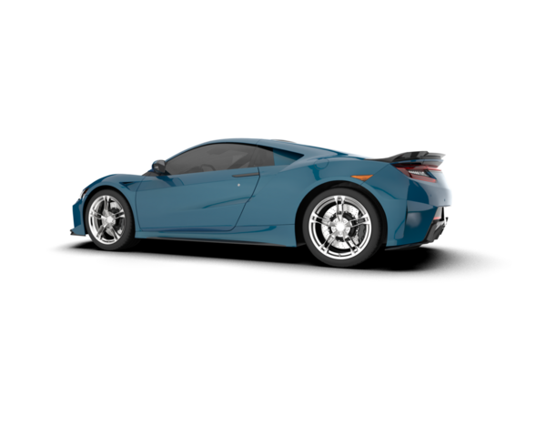 Modern araba izole edilmiş. Mavi renk. 3d oluşturma