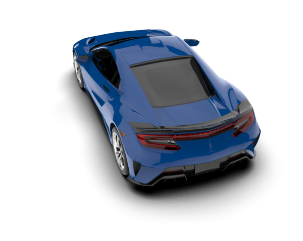 Mavi lüks araba izole edilmiş. 3d illüstrasyon