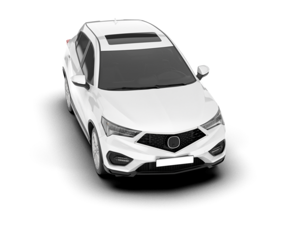 Arka planda beyaz araba var. 3D görüntüleme. 3d illüstrasyon