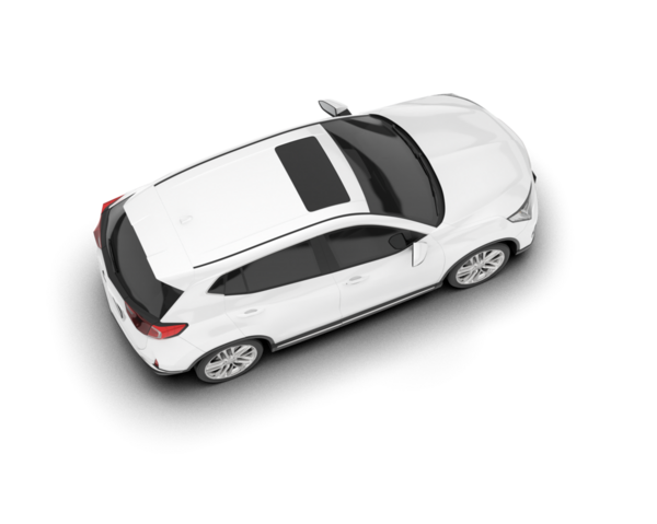 Beyaz arka planda bir araba. 3d oluşturma.