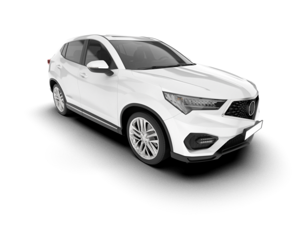 Beyaz arka planda gerçekçi modern araba