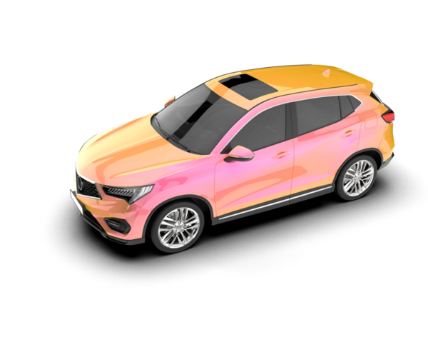 beyaz arka planda modern pembe araba