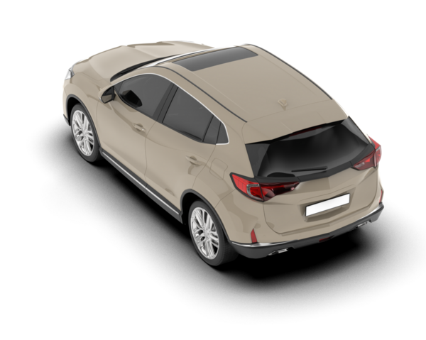 Modern araba arka planda izole edilmiş. 3D görüntüleme - illüstrasyon