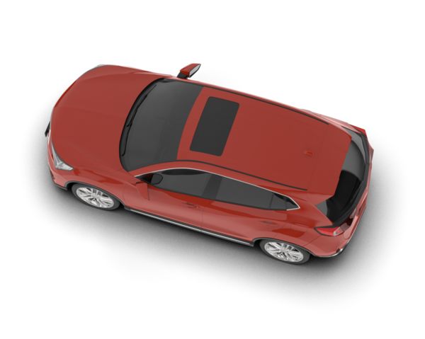 Beyaz arka planda kırmızı araba, 3 boyutlu görüntüleme